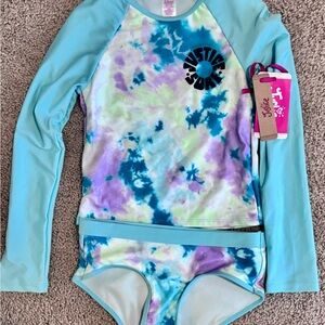 Justice Kids Tie-Dye Swim Set - Blue and Purple
